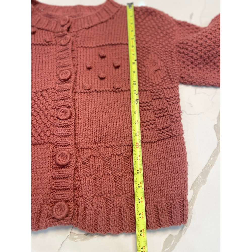 Vintage Hand Knit Chunky Bobble Textured Cardigan Large Cottage Cabin Trad Wife - Picture 6 of 6